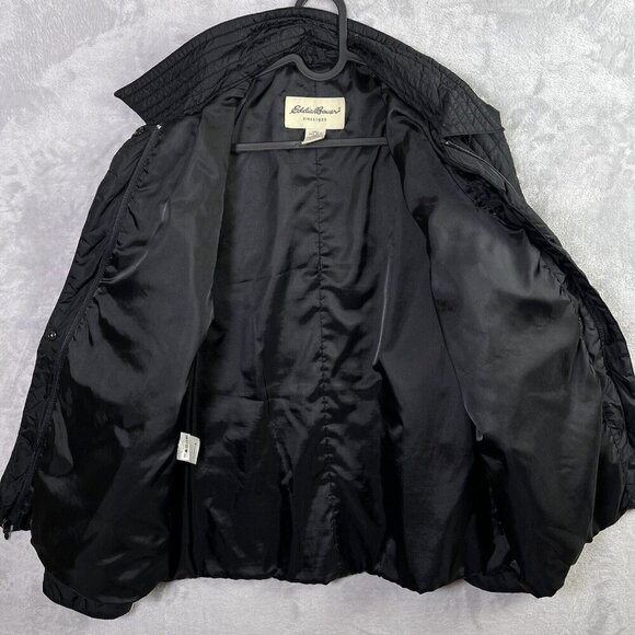 Eddie Bauer Quilted Jacket Women's Large Black Full Zip Winter Coat READ - Picture 14 of 16